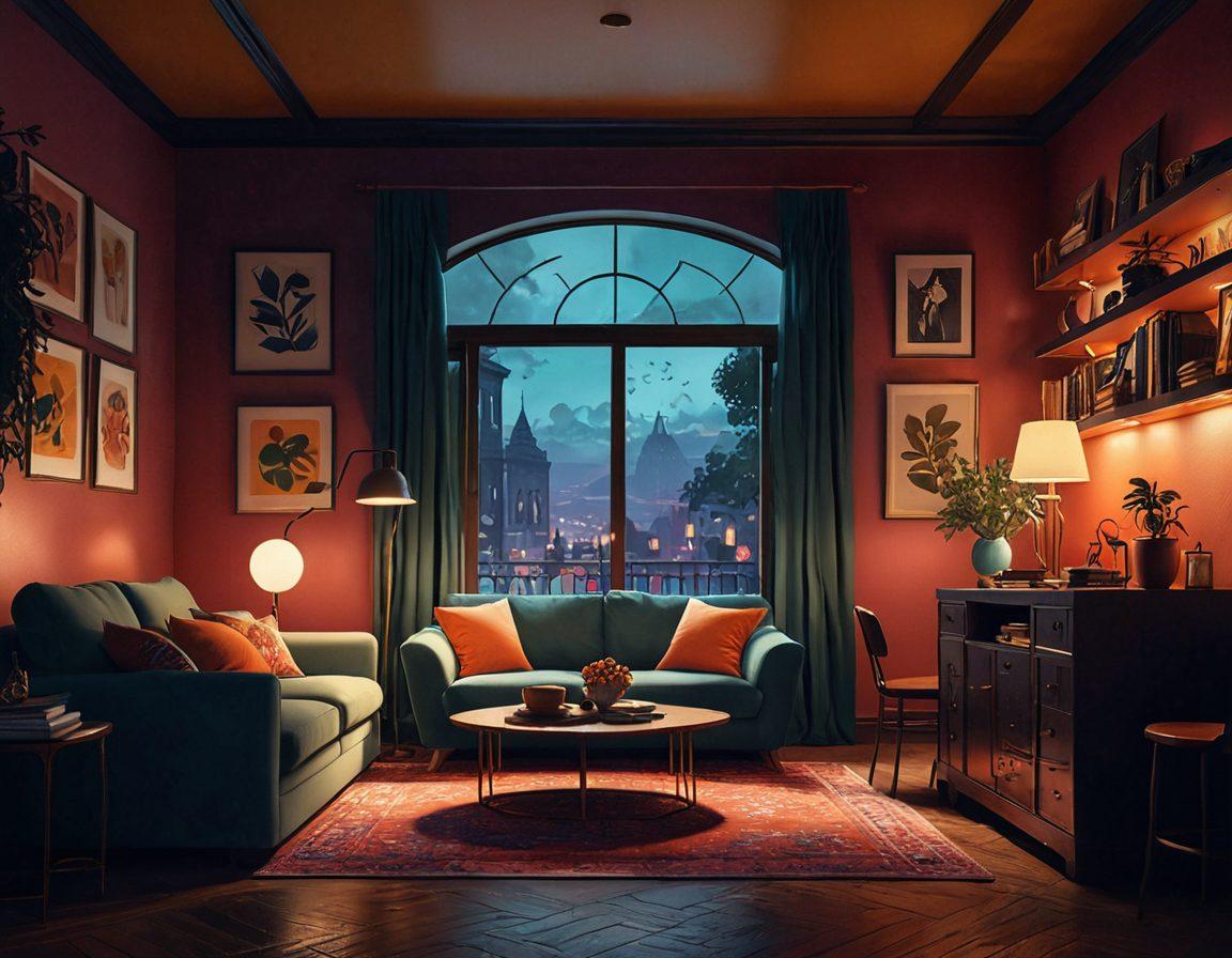 A captivating scene contrasting mainstream and niche animated erotica. On one side, bright, mainstream characters in colorful settings, while on the other, shadowy, intricate designs representing hidden gems in the genre. Include elements of mystery and allure with soft lighting and gentle curves. Fusion of modern and vintage animated styles. vibrant colors. 3D.